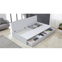 헤드없는 SS프레임 빅서랍 자취방 싱글침대 좁은공간, 화이트