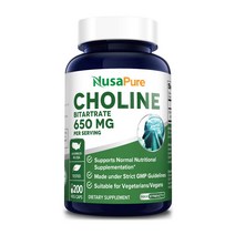 NusaPure Choline Bitartrate 누사퓨어 콜린 650mg 200베지캡슐