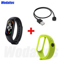 m7 스마트 밴드 스포츠 스마트 시계 남자 여자 심박수 ip67 방수 모니터 안드로이드, 블랙 그린