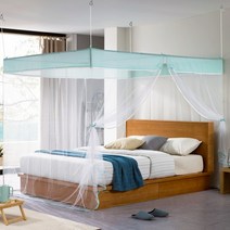 [알뜨리] 사각 모기장 텐트 심플민트 단품 퀸킹(스텐봉 미포함) 침대 캐노피 모기장, 상세 설명 참조, 상세 설명 참조