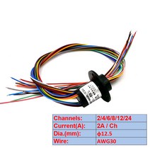 슬립링 전선회전 마이크로 슬립 링 2/4/6/8/12/24 채널 2A 12.5mm/15.5mm 회전 식탁 전기 수집기, 05 24 CHANNELS-15.5mm