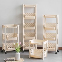 4단 이동식 틈새 진열대 바퀴달린 트롤리 간식 대피공간 펜트리 세탁실 오픈 정리 수납장, 5단