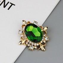 Sunspicems-18K 골드 컬러 모로코 빅 크리스탈 브로치 핀 여성용 아랍어 Caftan 히잡 옷깃 웨딩 쥬얼리 키즈 선물, [02] LLWW571GREEN