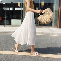 (3컬러) 여리여리 샤랄라 쉬폰 롱스커트 허리밴딩 여신 주름 롱치마