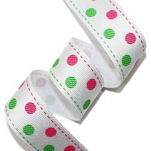 리본벨리 2도 골직 땡땡이 15mm/25mm 16yd 선물 포장 리본 공예 DIY, 25mm, 백색