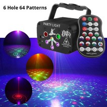 싸이키조명 파티 무대 레이저 외계인 rgb 미니 dj 라이트 프로젝터 usb 충전식 led uv 사운드 스트로브 효과 웨딩 휴일 램프 디스코 크리스마스, 6홀 64 패턴