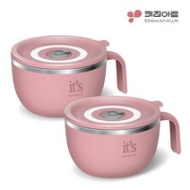 키친아트 2중진공밀폐 보온 스텐 라면기 2P, 1세트, 핑크