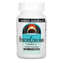 Source Naturals 소스내츄럴스 히드록소코발라민 비타민B12 1mg 120로젠지 HydroxoCobalamin 소르비톨 소비톨 만니톨 mannitol 솔비톨, 1개, 120정