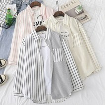 Joyce shop 오래달리기 면 남방/ 나이스/ 셔츠 여성 남방 긴팔 남방 봄 가을 남방 블라우스 스트라이프 줄 무늬 남방