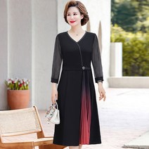 우아한 원피스 중년 어머님 하객룩 봄가을 엄마옷 생일 상견례 빅사이즈 단아한 선물