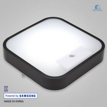 LED 사각 센서등 15W 국산(삼성칩) 현관 계단 벽등 블랙 마빈 센서등, 화이트