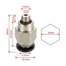 3d프린터 부품 3d펜 필라멘트 10pcs 용 공압 커넥터 bowden 퀵 조인트 커플러 1.753mm 파이프 pc4 m6 m10 피팅 ptfe 튜브 24mm, 5개, pc4 m5, 05 PC4-M5