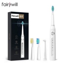 Fairywill FW-507 음파 전동 칫솔 5 가지 모드 USB 충전기 칫솔 교체 타이머 음파 칫솔 8 개 브러시 헤드, FW-ET507White_사우디 아라비아
