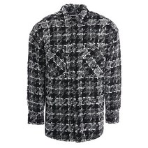 21FW EMW21243 520 페이스커넥션 트위드 버튼다운 블랙 셔츠