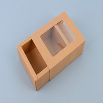 슬라이드 투명창 선물상자 포장박스 종이 브라운 소형