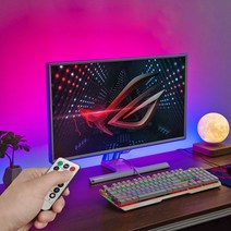 5V LED바 USB 줄 RGB 스트립 감성 홈PC방 컴퓨터 인테리어 붙이는 틱톡조명세트, 소리반응형, 2m