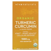 Viva Naturals Organic Turmeric Curcumin with Black Pepper 500 mg 90 Tablets