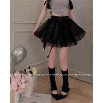 발레코어 미니 스커트 여름 얇은 메쉬 리본 발레 스타일