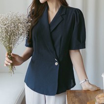 [마이더스비] 리아 랩 반팔 블라우스