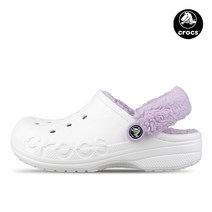 크록스 공용 바야 라인드 퍼즈 스트랩 클로그 화이트라벤더