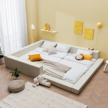 이룸홈 온가족 저상형 안전가드 패밀리침대, 본넬 매트리스, 아이보리(양쪽가드형)