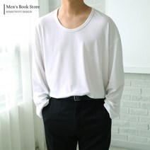 맨즈북 모달 오버핏 남자 유넥 티셔츠 긴팔티 U넥 미니멀룩