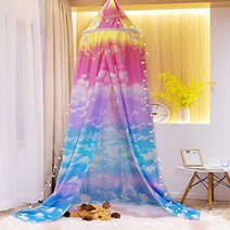 Mengersi Princess Bed Canopy Play Tent for Kids Girls Cloud Sky Mosquito Net Rainbow Castle Hanging, 1