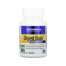 Enzymedica 엔자이메디카 다이제스트 베이직 + 프로바이오틱스 30 캡슐 프로테아제 애시도필러스 리파아제 카제이 아밀라아제 플란타럼 락타아제 함유