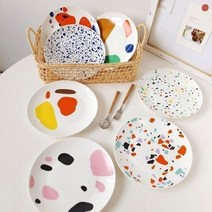 티티리 손님맞이 홈스토랑 디저트 브런치 마블 플레이트 인스타 법랑 테라조 접시, C타입