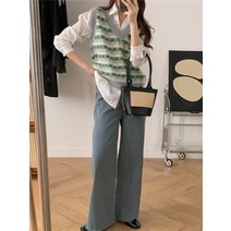 가을 니트 조끼 여 나시 브이넥 스웨터 겉옷 학원풍 나시
