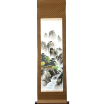 한국 산수 여름 AA (족자 괘축 동양화 한국화 산수화 풍속화 수묵화 풍수화 풍경화 친필그림), 갈색 (다이아몬드 무늬)
