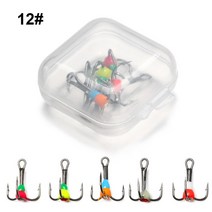 빙어낚시 견지낚시 얼음낚시 5pcs 8 #10 #12 #14 # 겨울 3 턱 후크 얼음 낚시 탄소 철강 내구성 싱킹 미끼, 04 12