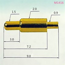 Pogopin 스프링 핀 2.0*9.0mm 표면 전기 도금 금 휴대폰 배터리 프로브 전도성, 한개옵션0