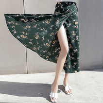 롱 랩스커트 치마 롱플레어 패턴롱 스커트 여름여행, 선택4. 롱 랩스커트(화이트꽃)