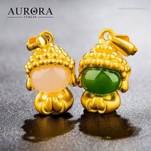 24K컬러 불교 아기 부처님 백옥 목걸이 BUDD-2023