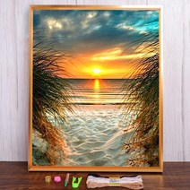 보석십자수 창업 도구 풍경 하늘 달 인쇄 크로스 스티치 패턴 DIY 자수 수제 그림 세공 뜨개질 스탬프 보석, 40x50cm, 14CT 면사, HMA65850_40x50cm_14CT 실크 스레드