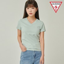 게스 게스 여성 메탈 미니로고 V넥 반팔티 ON2K0563
