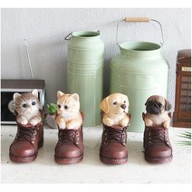 군화 속에 강아지 고양이 미니어쳐 애묘인, 고양이 그레이