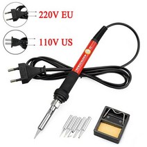전기 납땜 인두 재작업 용접 건 도구 조절 가능한 온도 스테이션 팁, Red Soldering Iron, 미국