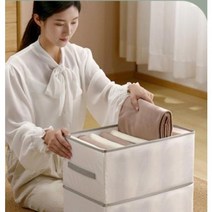 리빙박스 팬트리수납함 옷정리함 옷장정리함 옷장정리 옷정리트레이 수납정리함 폴딩박스 옷장보관함, 화이트, 1개