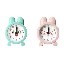 자취생선물 한손쏙 귀여운토끼 알람시계 탁상시계 책상시계 탁상용시계 테이블시계 알람탁상시계 인테리어탁상시계 알람시계탁상 침대 탁상용 초등학생 어린이방 직장인 학생, 핑크