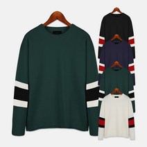 스타일에스 sm 남자 오버핏 팔배색 라운드넥 니트