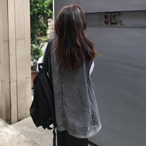 (케세라)야상조끼 여자 레이어드 몸매커버 오버핏 블랙진 쪼끼