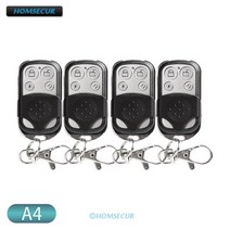 리모콘 스마트키 433mhz 경보 시스템용 homsecur 4pcs a4 4ch 원격 제어 keyfob, 없음