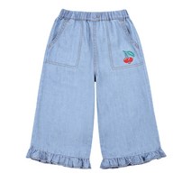 베베드피노 여아 체리 러플 데님 팬츠 하의 어린이집 등원룩 외출복 아이 봄 옷 바지_BP32DP428