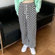 메이킹유 밴딩팬츠 체크 이지팬츠 와이드 캐주얼 P9819퍼핏팬츠