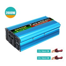 캠핑용 배터리 파워뱅크 차량용 인버터 1500w2000w dc 12v24v는 ac 220v 휴대용 자동차 전원 충전기 변환기 어댑터 eu 슬롯 자동차 부품에 적합합니다., 24v2000w 220vno 주도