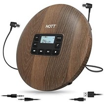 일본직발송 2. 휴대용 CD 플레이어 컴팩트 HOTT CD611 소형 초경량 휴대용 CD 플레이어 2개의 전력 공급, One Size, 나뭇결