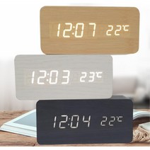 무소음 전자식 LED 와이어 시계 인테리어탁상시계, 우드