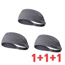 1+1+1 스포츠 헤어밴드 3p 헬스 등산 운동 테니스 땀흡수 남자 여자 쿨 머리밴드, 그레이